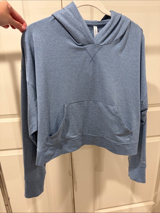 Fabletics Tops - Fabletics Dusty Blue Cropped Hoodie Sweater